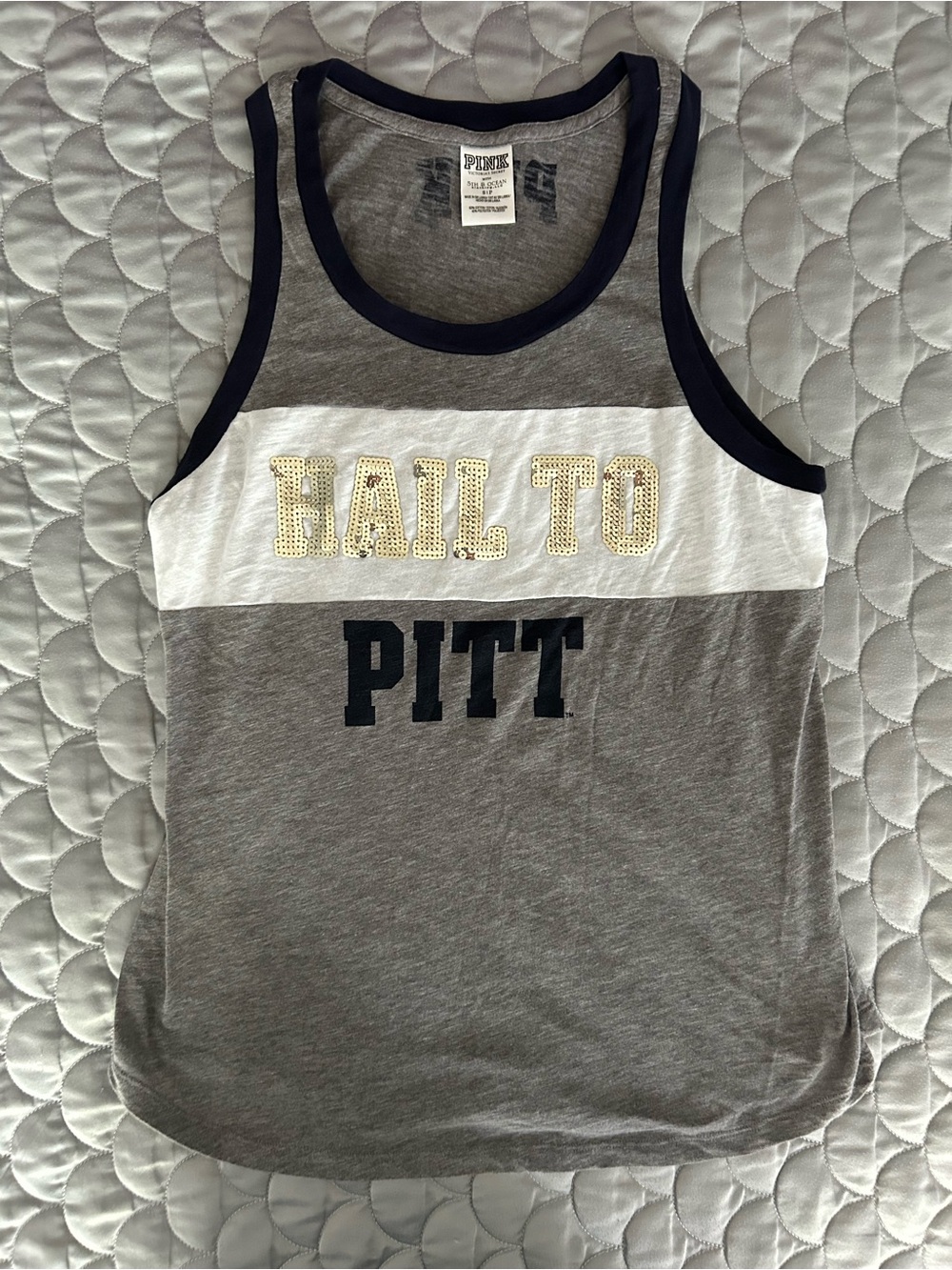 VS PINK Hail to Pitt Sequin Tank Top